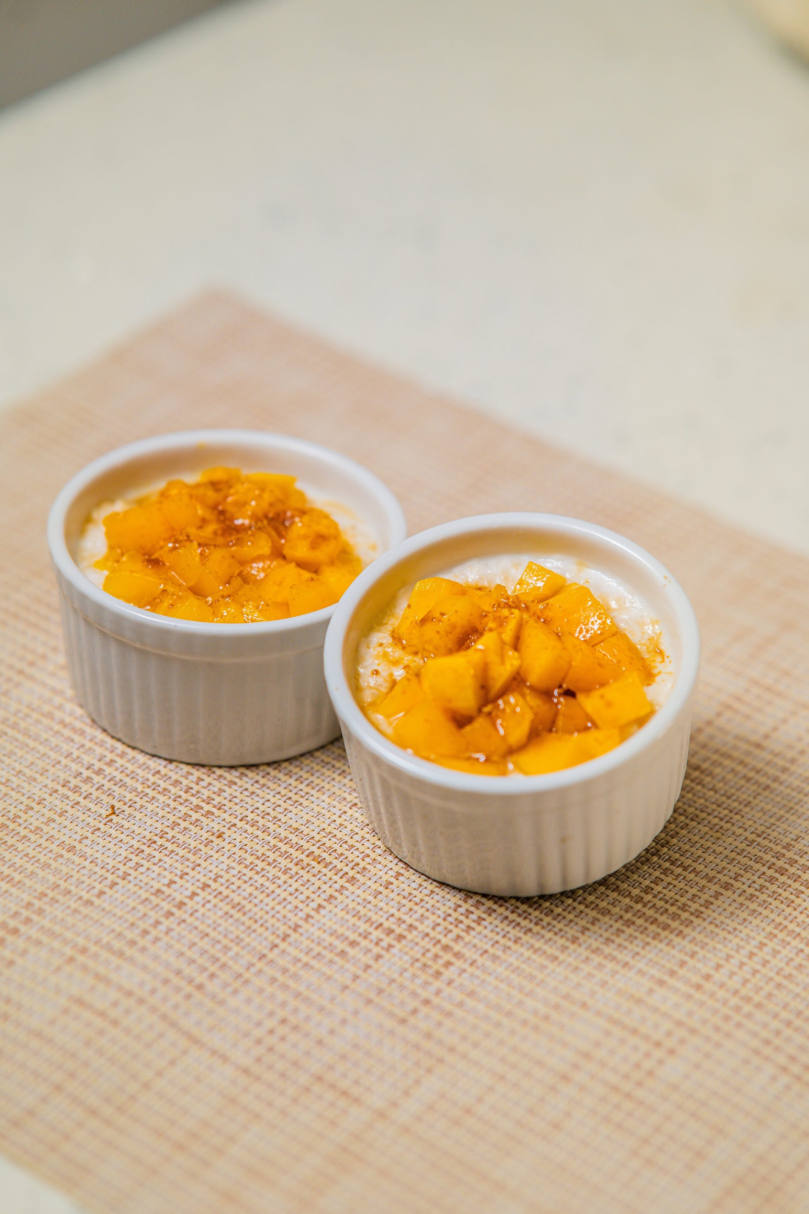 Coconut Adlai Pudding with Mango